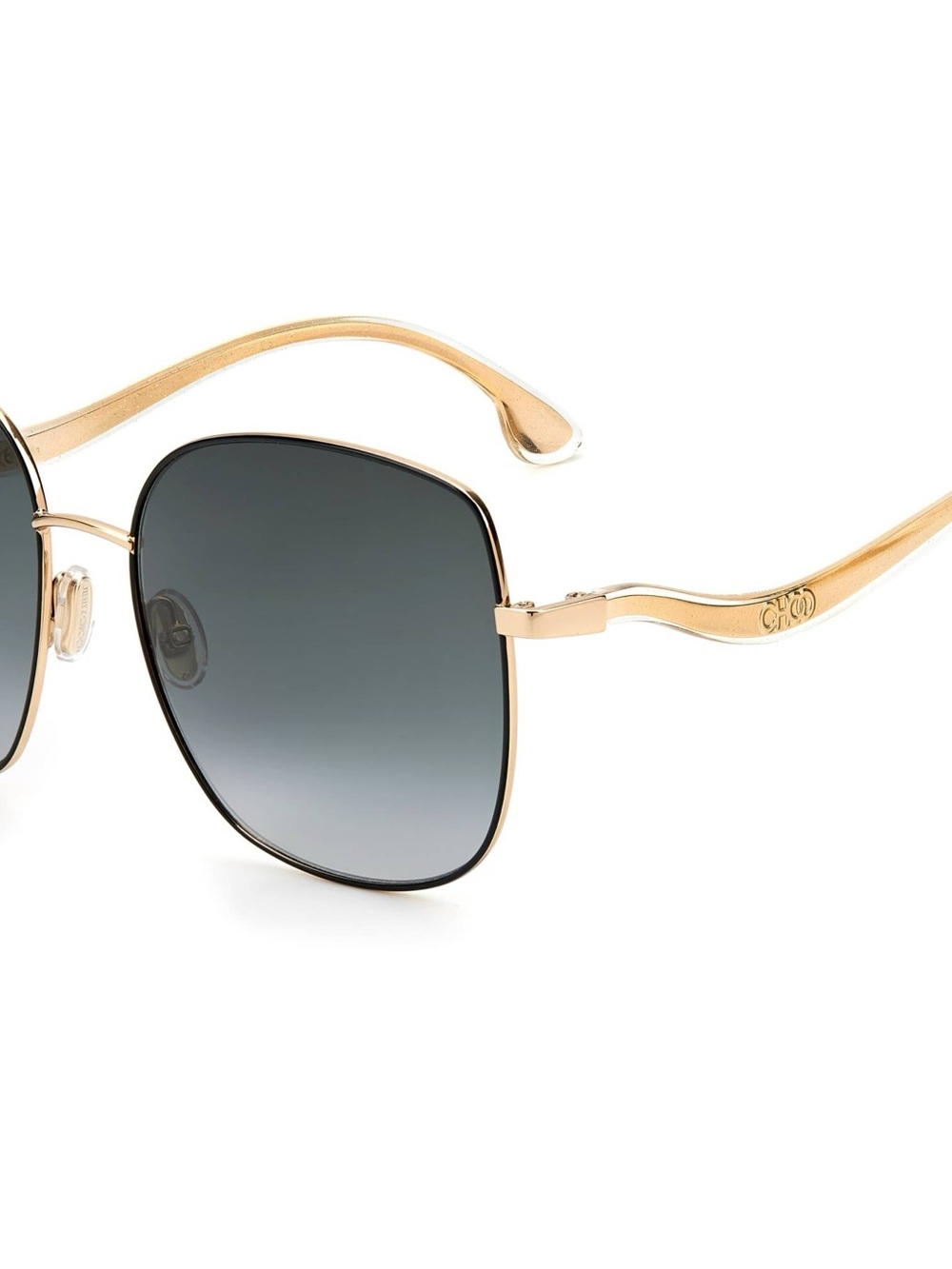 NWT Jimmy Choo MAMIE/S Gold Frame Sunglasses with Gradient Gray Lenses